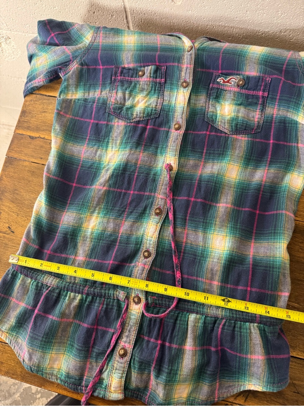 Hollister Y2K Plaid Button Shirt With Drawstring Waist Size Small - Picture 9 of 10